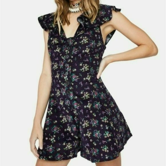 Free People Pants - Free People Violet Visions Floral Romper -S